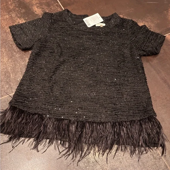 Anthropologie Deletta holiday top with feathers - M - Picture 2 of 6